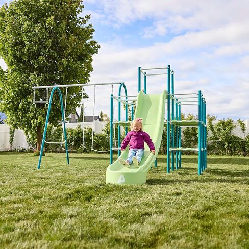 Modular Jungle Gym Set for Kids by ACTIVPLAY, Outdoor Playset, Swing, Slide, Monkey Bars, Jungle Line, Hanging Bridge, Rust Resistant, Adjustable Platforms with Safety Grooves, Heavy Duty Metal Frame in Saudi Arabia