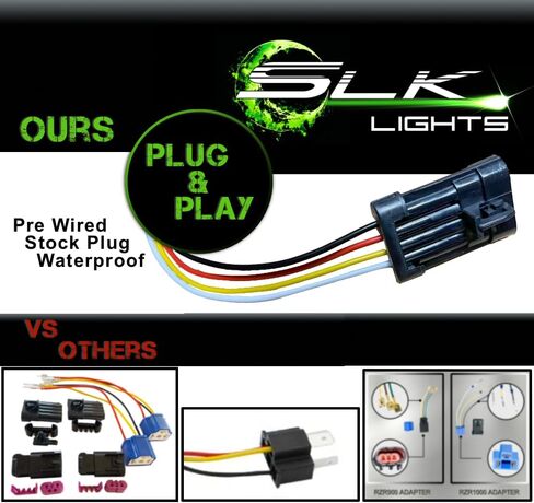 SLK-Lights PREMIUM RED Razor RZR LED Headlight Halo Turn Signal Kit Street Legal (يناسب: 2015-2021) (أحمر مزدوج اللون SwitchBack Halo أبيض / كهرمان) in Kuwait