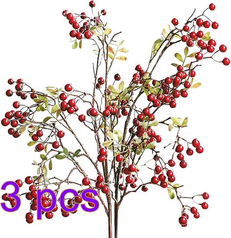 سيقان التوت الاصطناعي ، 3pack 27.5 بوصة من التوت الأحمر السيقان تختار مختار التوت المصنوع يدويًا للمنزل ديكور العطلات الزفاف ، 210715XU01-2-3-10458-1150250041 in Kuwait
