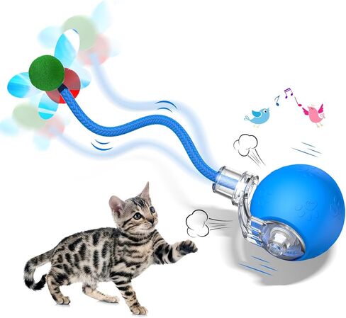 لعبة Cat Ball التفاعلية - 2025 لعبة Smart Rolling Cat مع ذيل لامع ، وإغاثة الملل المنشط للحركة للقطط الداخلية ، وتجنب شحن USB وتجنب العقبات in Kuwait