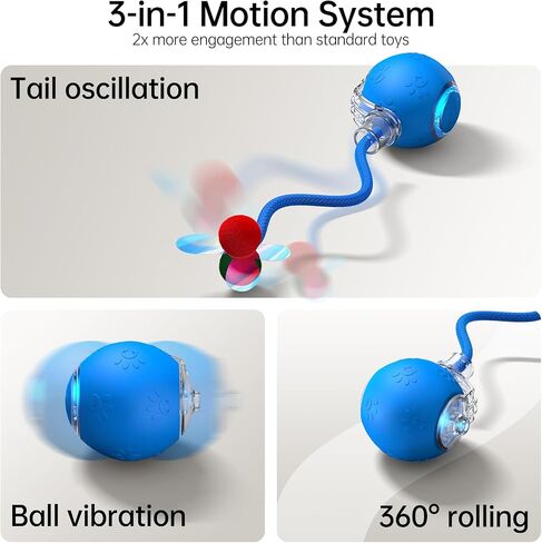 لعبة Cat Ball التفاعلية - 2025 لعبة Smart Rolling Cat مع ذيل لامع ، وإغاثة الملل المنشط للحركة للقطط الداخلية ، وتجنب شحن USB وتجنب العقبات in Kuwait