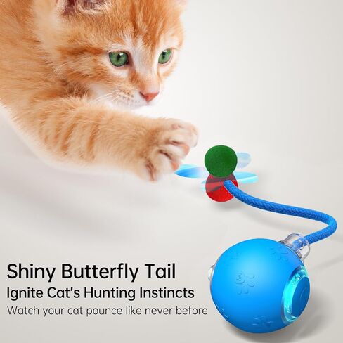 لعبة Cat Ball التفاعلية - 2025 لعبة Smart Rolling Cat مع ذيل لامع ، وإغاثة الملل المنشط للحركة للقطط الداخلية ، وتجنب شحن USB وتجنب العقبات in Kuwait