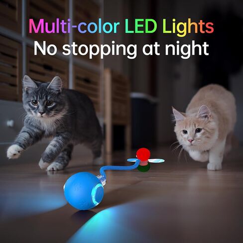 لعبة Cat Ball التفاعلية - 2025 لعبة Smart Rolling Cat مع ذيل لامع ، وإغاثة الملل المنشط للحركة للقطط الداخلية ، وتجنب شحن USB وتجنب العقبات in Kuwait