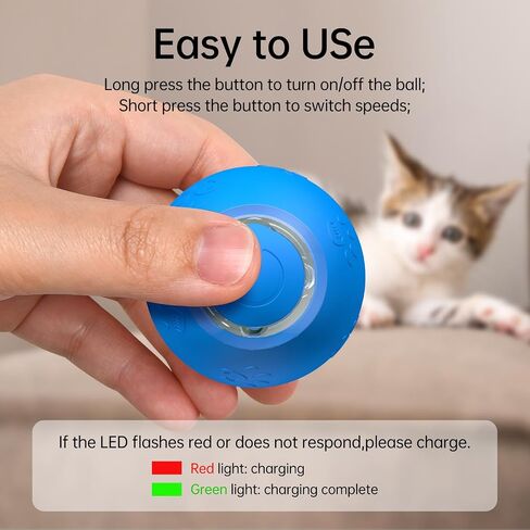لعبة Cat Ball التفاعلية - 2025 لعبة Smart Rolling Cat مع ذيل لامع ، وإغاثة الملل المنشط للحركة للقطط الداخلية ، وتجنب شحن USB وتجنب العقبات in Kuwait