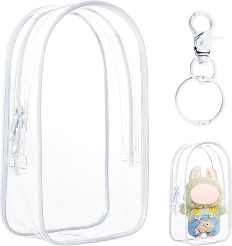 Clear Blind Box Display Pouch with Keychain - Plush Doll Storage Case for Collectible Figures & Small Charms in Saudi Arabia
