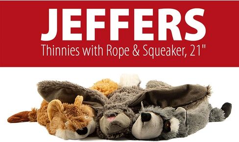 Jeffers Pet Thinnies Unstuffed No Squeaker Dog Toy – 21" Plush Rabbit, Flat Stuffing Free Chew Toy for Small, Medium & Large Dogs – Soft, Interactive Play, Fetch, Tug, Training, Teething in Kuwait