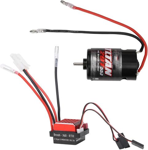 RC Car Brushed Motor ESC 360A TwoWay Brake Climbing Drag Brake for 1/10 RC Car, Black Metal, Universal for SCX10 (29T) in Saudi Arabia