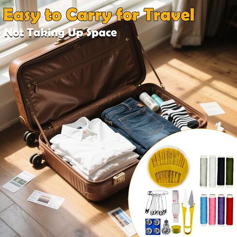 Portable Sewing Kit for Travel, Home & DIY – Complete Sewing Supplies with Thread, Needles, Scissors, Buttons, Measuring Tape – Perfect Gift for Beginners, Kids, Adults, Moms & Grandmas in Kuwait