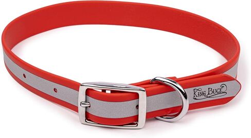 King Buck Waterproof Soft-Touch Reflective Dog Collar with D Ring, Red, S in Saudi Arabia