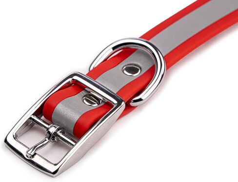 King Buck Waterproof Soft-Touch Reflective Dog Collar with D Ring, Red, S in Saudi Arabia