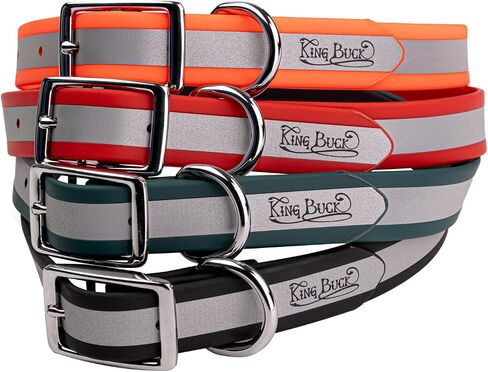 King Buck Waterproof Soft-Touch Reflective Dog Collar with D Ring, Red, S in Saudi Arabia
