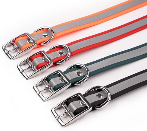 King Buck Waterproof Soft-Touch Reflective Dog Collar with D Ring, Red, S in Saudi Arabia