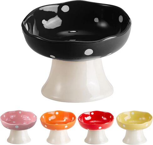 Pink and Blue Mushroom Cat Bowl Set,2PCS Elevated Ceramic Bowls for Cats in Saudi Arabia