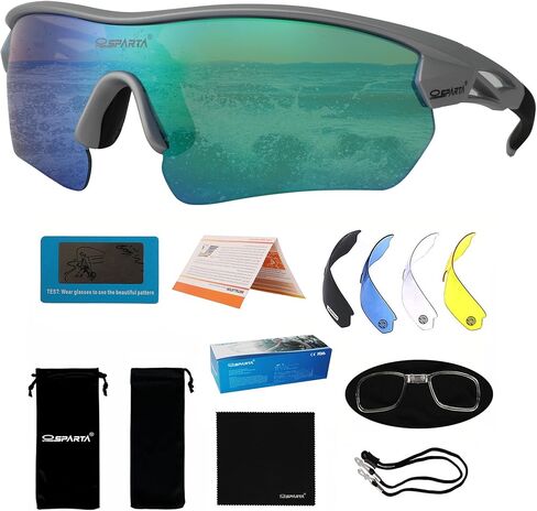 Polarized Sports Sunglasses Cycling Glasses With 5 Interchangeable Lenses Driving Shades For Men & Women in Kuwait