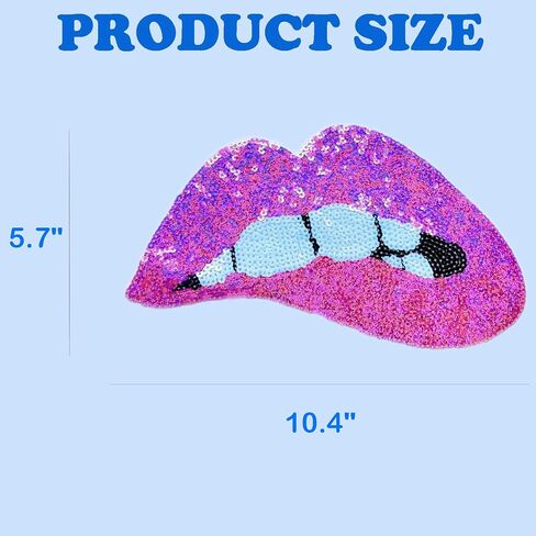 Lips Iron on Patches Large Sequin Lip Patches for Jacket & Clothing Appliques (Pink) in Saudi Arabia