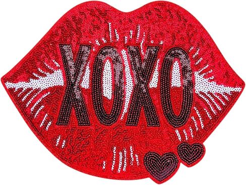 Lips Iron on Patches Large Sequin Lip Patches for Jacket & Clothing Appliques (Pink) in Saudi Arabia