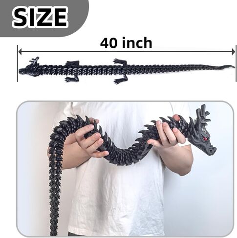 40inch Super Large 3D Printed Dragon,Bigger Fidget Crystal Dragon Toys,3D Printed Stuff Animals Toys,Articulated Dragon for Home Office Desk Wall Decor (Luminous Blue) in Kuwait