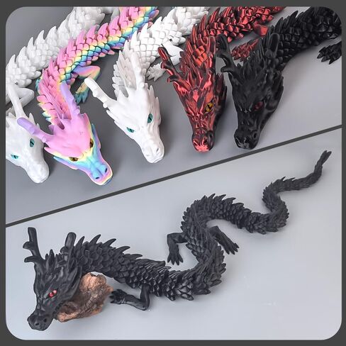 40inch Super Large 3D Printed Dragon,Bigger Fidget Crystal Dragon Toys,3D Printed Stuff Animals Toys,Articulated Dragon for Home Office Desk Wall Decor (Luminous Blue) in Kuwait