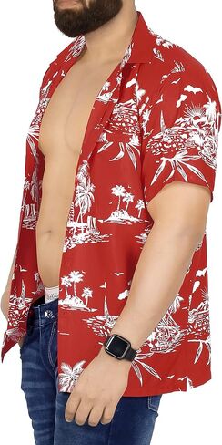 LA LEELA Men's Hawaiian Shirts Short Sleeve Button Down Shirt Mens Summer Shirts Casual Beach Vacation Hawaii Island Shirts for Men Funny XS Tropical, Blue in Saudi Arabia