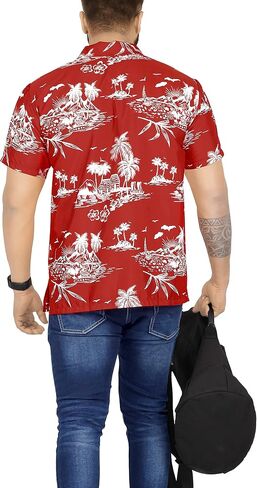 LA LEELA Men's Hawaiian Shirts Short Sleeve Button Down Shirt Mens Summer Shirts Casual Beach Vacation Hawaii Island Shirts for Men Funny XS Tropical, Blue in Saudi Arabia