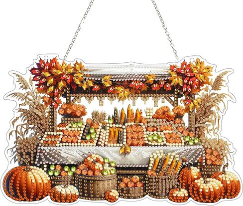 طقم معلق للفن الماسي للبالغين ، وحجر الراين على شكل خاص ، مزدوج الوجهين 5D DIY أكريليك فني للفنون النافذة المعلقات حديقة الجدار معلقة زخرفة معلقة (قرع عيد الهالوين) in Kuwait