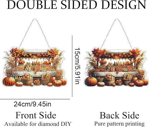 طقم معلق للفن الماسي للبالغين ، وحجر الراين على شكل خاص ، مزدوج الوجهين 5D DIY أكريليك فني للفنون النافذة المعلقات حديقة الجدار معلقة زخرفة معلقة (قرع عيد الهالوين) in Kuwait