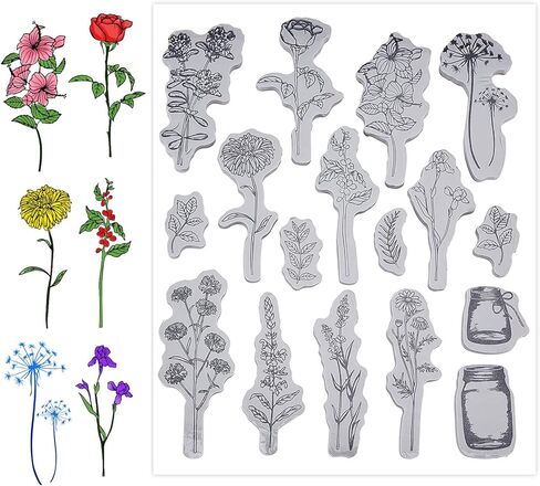 GLOBLELAND Flower Background Cling Rubber Stamp 7.09x8.66inch Flowers EVA Stamps Embossing Stamp Seal Rubber Stamps for DIY Scrapbooking and Card Making Paper Craft Decor in Saudi Arabia