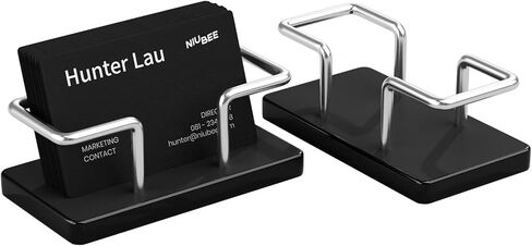 NIUBEE Acrylic Business Card Holder: Metal Business Card Display Stand for Desk - Frosted Gift Card Organizer for Office, Reception, Desktop (Black) - 2pack in Saudi Arabia