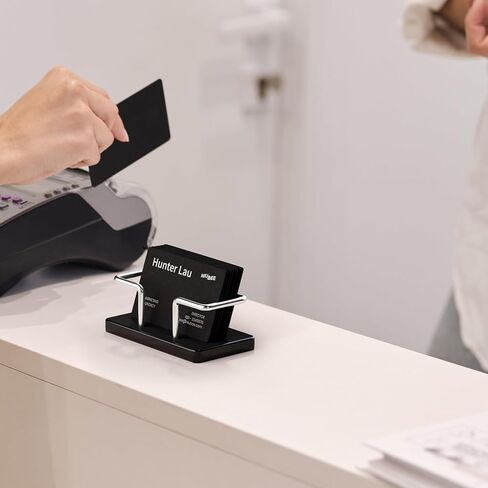 NIUBEE Acrylic Business Card Holder: Metal Business Card Display Stand for Desk - Frosted Gift Card Organizer for Office, Reception, Desktop (Black) - 2pack in Saudi Arabia