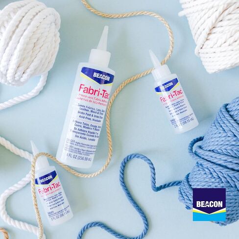 BEACON Fabri-Tac Premium Fabric Glue - Quick Drying, Crystal Clear, Permanent - for Fabrics, Canvas, Lace, Wood and More, 4-Ounce, 12-Pack in Kuwait