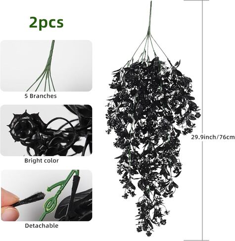 RECUTMS Outdoor Artificial Hanging Flowers 4Pcs Fake Greenery Shrubs UV Resistant Faux Plastic Plants for Farmhouse Kitchen Office Party Summer Decor Indoor (Orange) in Kuwait