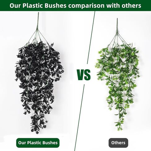 RECUTMS Outdoor Artificial Hanging Flowers 4Pcs Fake Greenery Shrubs UV Resistant Faux Plastic Plants for Farmhouse Kitchen Office Party Summer Decor Indoor (Orange) in Kuwait