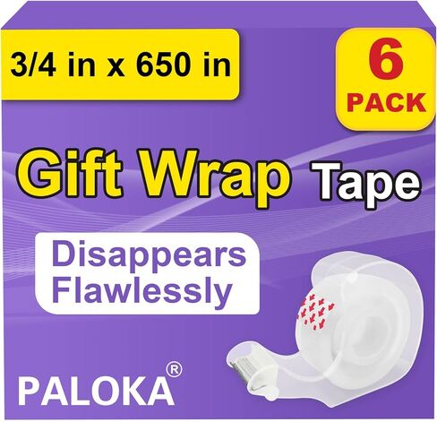 Paloka Gift-Wrap ، شريط واضح ، لورق الالتفاف ، المكتب المنزلي والعودة إلى اللوازم المدرسية للكلية والفصول الدراسية ، اللامعة اللامعة ، 3/4 في × 650 بوصة ، موزع ، 6 عبوات in Kuwait