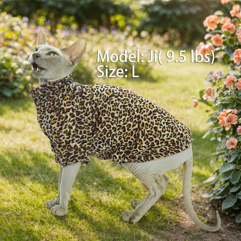 Sphynx Cat Sweater Leopard Hairless Cat Clothes Sweater Shirt Soft Warm Long Sleeves Pullover Pet Clothes Pajamas Dog Cloth for Small Dogs Jumpsuit Pet Sweaters (Leopard, Small) in Kuwait