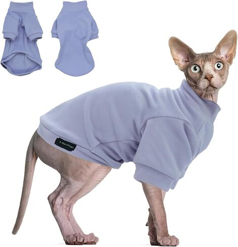 Sphynx Cat Sweater Leopard Hairless Cat Clothes Sweater Shirt Soft Warm Long Sleeves Pullover Pet Clothes Pajamas Dog Cloth for Small Dogs Jumpsuit Pet Sweaters (Leopard, Small) in Kuwait