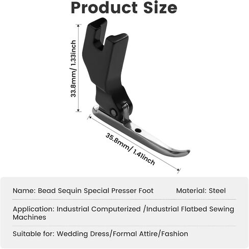 Bead Sequin Special Presser Foot, Wedding Dress Presser Foot with Beads/Without Beads, Sewing Machine Attachment for Lace, Tulle, Sequins, Fabrics in Saudi Arabia