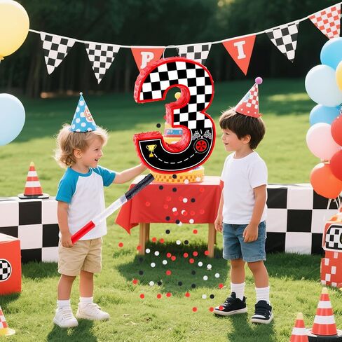 16 بوصة رقم 3 سباق سيارة بيناتا مع 16 بوصة piñata عصا عصا العصا عصب لها لويت فتاة الأطفال 3RD عيد ميلاد ديكورات (3) in Kuwait