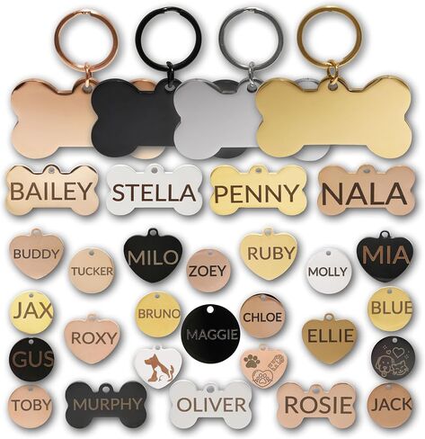 Stainless Steel Dog Tags Personalized, Pet Tag Personalized, Cat Tag Personalized, Pet ID Tags, Engraved on Both Sides, Bone, Heart and Round-Shaped (Heart, Small) in Saudi Arabia