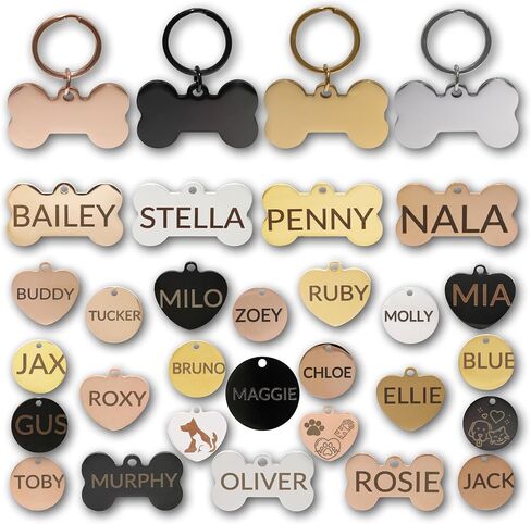 Stainless Steel Dog Tags Personalized, Pet Tag Personalized, Cat Tag Personalized, Pet ID Tags, Engraved on Both Sides, Bone, Heart and Round-Shaped (Heart, Small) in Saudi Arabia