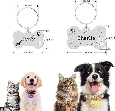 Dog Tags Personalized for Pets, Dog Name Tags Personalized, Custom Dog Tag and Cat Tag, Engraved Dog Tags on Both Sides, Bone,Cut-Out Paw Design (Silver, Large Size) in Saudi Arabia