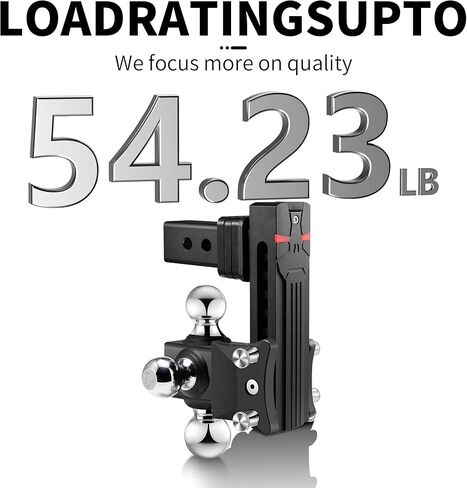 حامل كرة وصلة مقطورة قابل للتعديل من Airbird مع كرة ثلاثية 1-7/8 و2 بوصة و2-5/16 بوصة، قطرة 5 بوصة، تناسب فقط جهاز استقبال وصلة ربط 2.5 بوصة، 20,000 رطل GTW - 722505-3B... in Kuwait