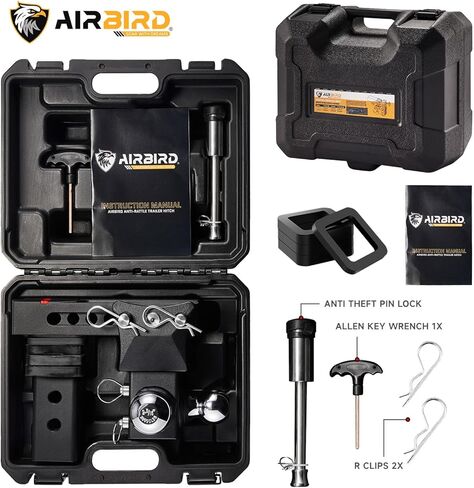 حامل كرة وصلة مقطورة قابل للتعديل من Airbird مع كرة ثلاثية 1-7/8 و2 بوصة و2-5/16 بوصة، قطرة 5 بوصة، تناسب فقط جهاز استقبال وصلة ربط 2.5 بوصة، 20,000 رطل GTW - 722505-3B... in Kuwait