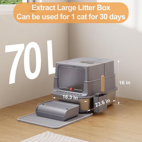 XXL Stainless Steel Covered Cat Litter Box with Lid – Extra Large Enclosed Metal Litter Box for Big Cats, Leak-Proof, Odor Control, Top Exit, Scoop, Pedal & Non-Slip Mat, Easy to Clean in Saudi Arabia