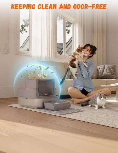 XXL Stainless Steel Covered Cat Litter Box with Lid – Extra Large Enclosed Metal Litter Box for Big Cats, Leak-Proof, Odor Control, Top Exit, Scoop, Pedal & Non-Slip Mat, Easy to Clean in Saudi Arabia