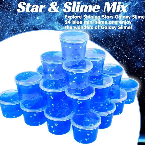 24 Pack Blue Galaxy Slime, Slime Bulk Party Favor for Girls & Boys, Clear Container Jars Galaxy Star Slime Cup, Soft, Wet, Non Sticky, Birthday Gifts, Classroom Rewards for Kids, Goodie Bag Stuffers in Saudi Arabia