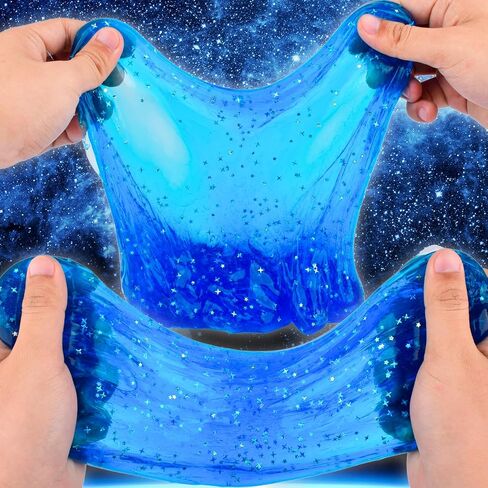 24 Pack Blue Galaxy Slime, Slime Bulk Party Favor for Girls & Boys, Clear Container Jars Galaxy Star Slime Cup, Soft, Wet, Non Sticky, Birthday Gifts, Classroom Rewards for Kids, Goodie Bag Stuffers in Saudi Arabia