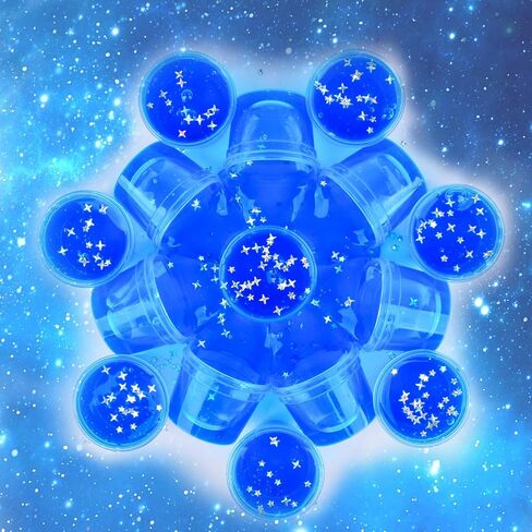 24 Pack Blue Galaxy Slime, Slime Bulk Party Favor for Girls & Boys, Clear Container Jars Galaxy Star Slime Cup, Soft, Wet, Non Sticky, Birthday Gifts, Classroom Rewards for Kids, Goodie Bag Stuffers in Saudi Arabia