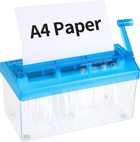 A4 Paper Manual Shredder - Black Portable Mini Paper Grinder Capacity 3L for A4 Files Documents Straight Cutting Tool Home Office Desktop Supplies WD23BK in Saudi Arabia