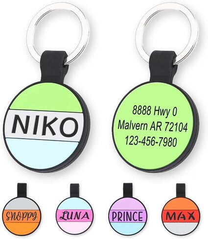 Personalized Engraved Silicone Dog Tags, Custom Pet ID Tags for Cats and Dogs, Engraved Silent Name Phone Address Tag, Clear Without Noise Silicone Tags for Large Small Pets（Hexagon Mix 3） in Kuwait