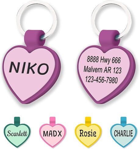 Personalized Engraved Silicone Dog Tags, Custom Pet ID Tags for Cats and Dogs, Engraved Silent Name Phone Address Tag, Clear Without Noise Silicone Tags for Large Small Pets（Hexagon Mix 3） in Kuwait